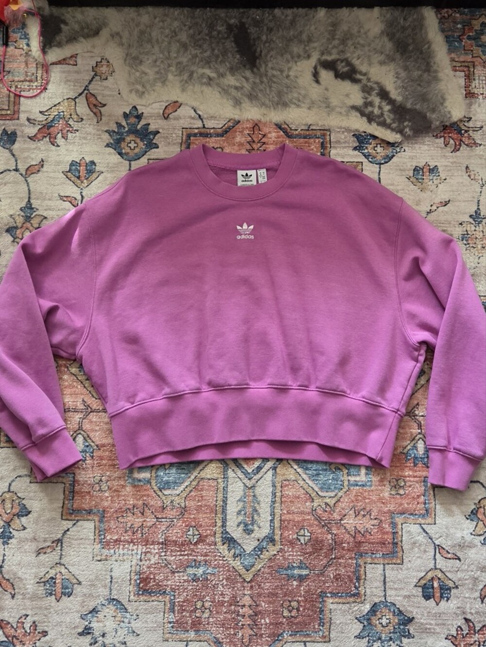 Adidas Originals Purple Boxy Cropped Sweatshirt Medium